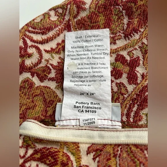 Pottery Barn Red and Cream Paisley pillowcases tapestry - Picture 2 of 3